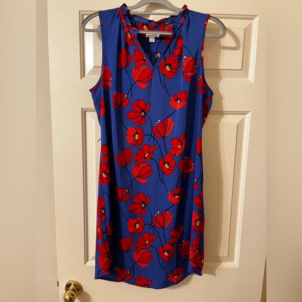 Stitch Fix Market & Spruce Jeanie Ruffle Detail Dress Sleeveless Blue Floral M